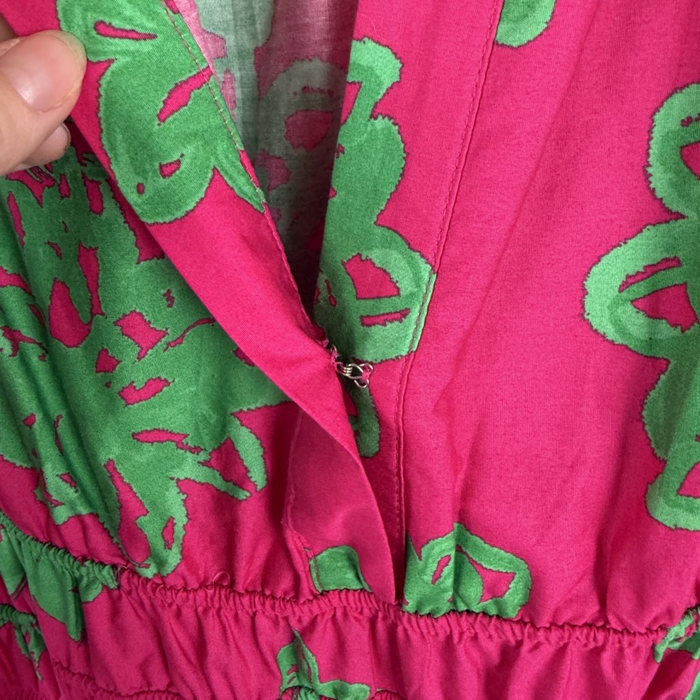 Anthropologie Pink Maxi Dress with Green Floral Print - Picture 3 of 12